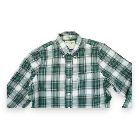 Abercrombie & Fitch New York Button Up Shirt Mens XL Muscle Plaid‎ Long Sleeve - Picture 3 of 6